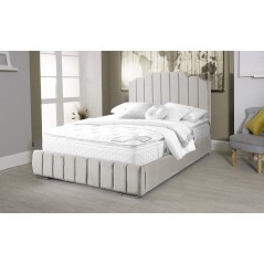 Oced Velvet Beige 4ft Small Double Ottoman Bed